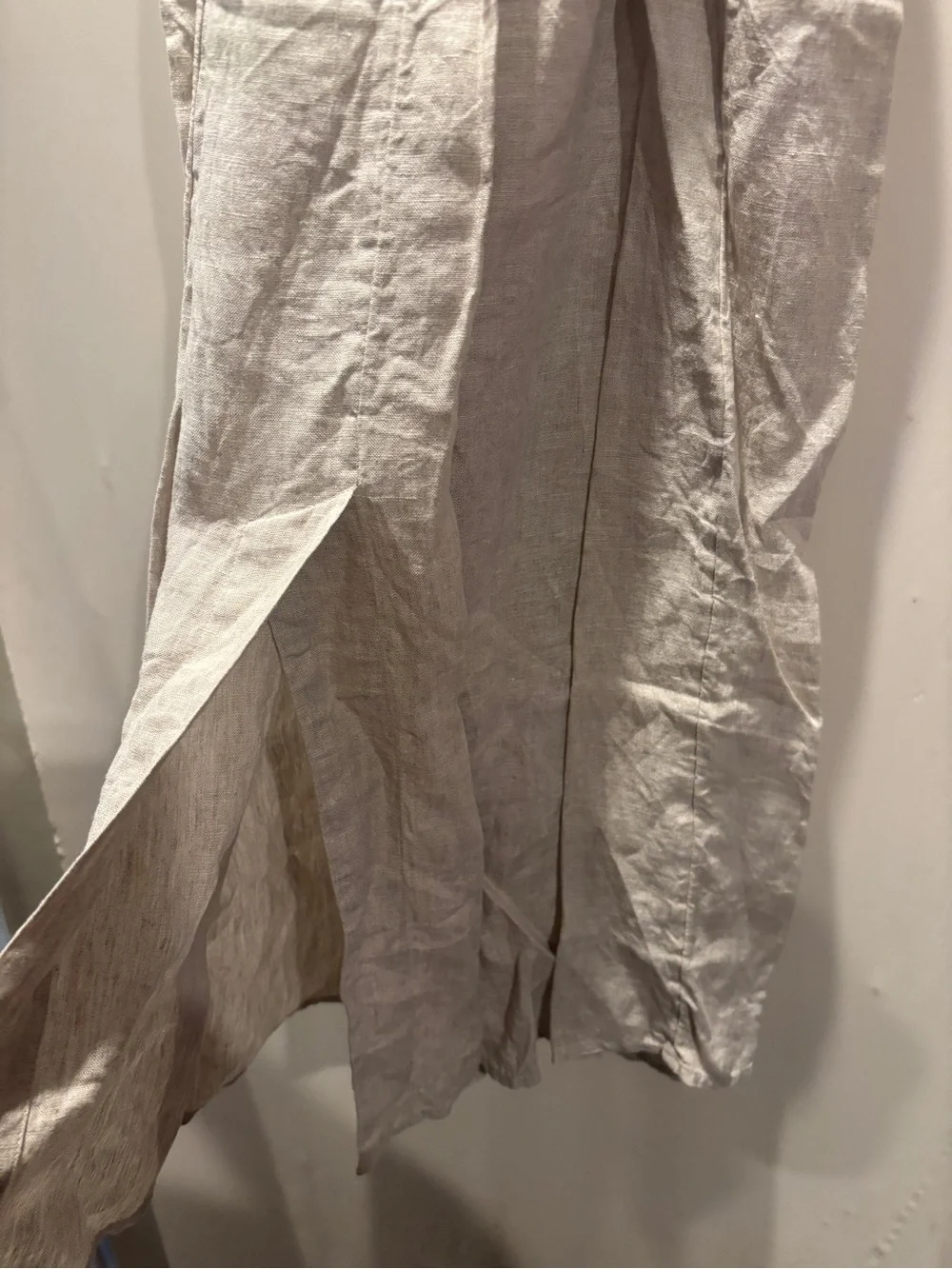 J Crew Dress Size Small Midi Linen Smocked Strapless Cream Long  100% Linen